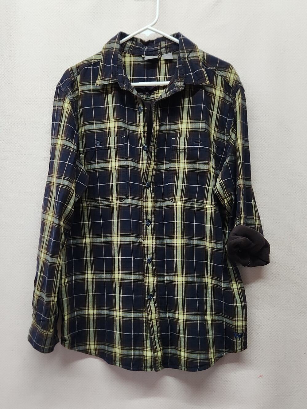 White Sierra Navy and Yellow Plaid Shirt
